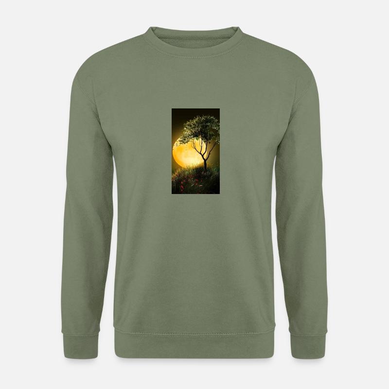 Landschaft mit Mond - Unisex Pullover - Armeegrün