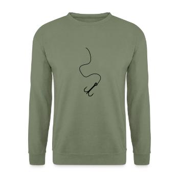 haken_schnur__f1 - Sweat-shirt Unisexe - vert militaire - Devant - Alina (178cm) & Michal (187cm)