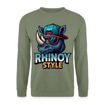 RHINOY STYLE - Unisex Sweatshirt - army green - Front - Alina (178cm) & Michal (187cm)