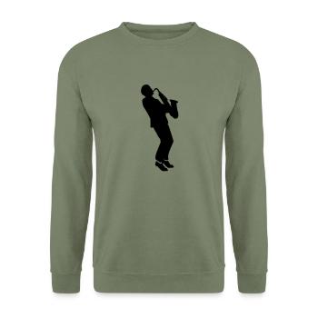 saxophone player - Unisex Sweatshirt - army green - Front - Alina (178cm) & Michal (187cm)