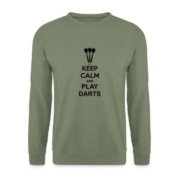 Keep Calm And Play Darts - Sweat-shirt Unisexe - vert militaire - Devant - Alina (178cm) & Michal (187cm)