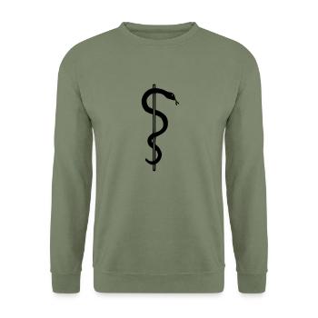 Äskulapstab Asklepiosstab - Unisex Pullover - Armeegrün - Vorne - Alina (178cm) & Michal (187cm)