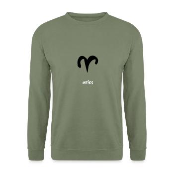 Sternzeichen Widder - Unisex Pullover - Armeegrün - Vorne - Alina (178cm) & Michal (187cm)