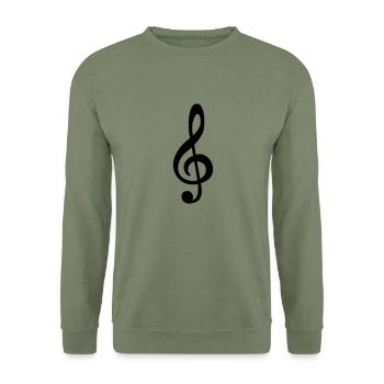 Notenschlüssel - Musik - Unisex Pullover - Armeegrün - Vorne - Alina (178cm) & Michal (187cm)