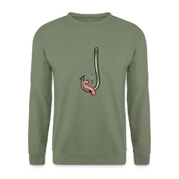 joint des mauvaises herbes drôle de ver de pêche - Sweat-shirt Unisexe - vert militaire - Devant - Alina (178cm) & Michal (187cm)