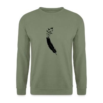 fly_away - Unisex Pullover - Armeegrün - Vorne - Alina (178cm) & Michal (187cm)