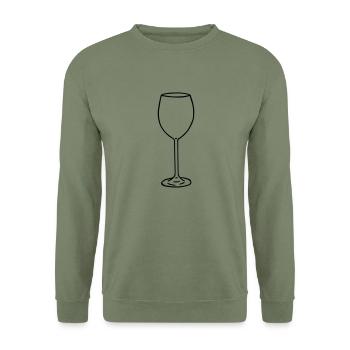 Weinglas - Unisex Pullover - Armeegrün - Vorne - Alina (178cm) & Michal (187cm)