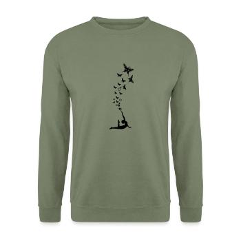 Schmetterling Tanz - Unisex Pullover - Armeegrün - Vorne - Alina (178cm) & Michal (187cm)