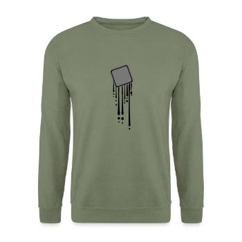 schmelzen tropfen graffiti cpu computer nerd desig - Unisex Pullover - Armeegrün - Vorne - Alina (178cm) & Michal (187cm)