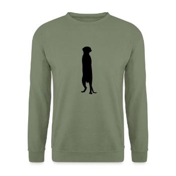 Schatten Erdmännchen - 1 Farb Vektor - Unisex Pullover - Armeegrün - Vorne - Alina (178cm) & Michal (187cm)