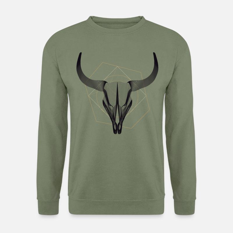 Büffelschädel T-Shirt – Stärke und Anmut - Unisex Pullover - Armeegrün