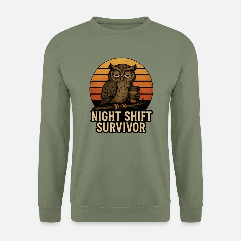 Übernächtigte Eule - Night Shift Survivor - Unisex Pullover - Armeegrün