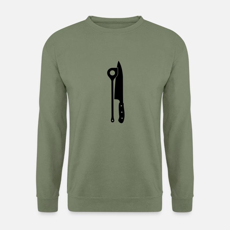 Kochlöffel & Messer - Unisex Pullover - Armeegrün