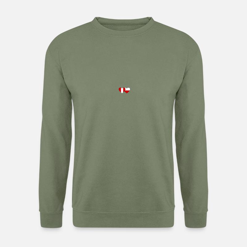 Peru Polen Herz Flagge - Unisex Pullover - Armeegrün