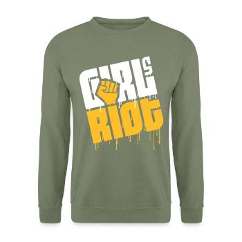 Riot Girls Paint - Unisex Sweatshirt - army green - Front - Alina (178cm) & Michal (187cm)