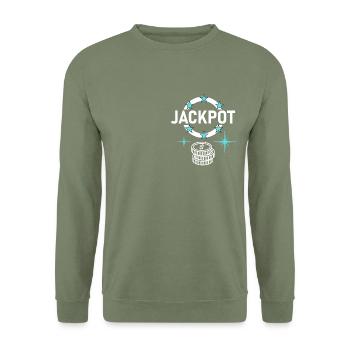Jackpot design with coins - Unisex Sweatshirt - army green - Front - Alina (178cm) & Michal (187cm)
