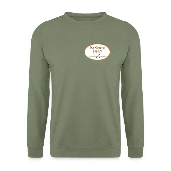 1957 - der beste Jahrgang - Unisex Pullover - Armeegrün - Vorne - Alina (178cm) & Michal (187cm)