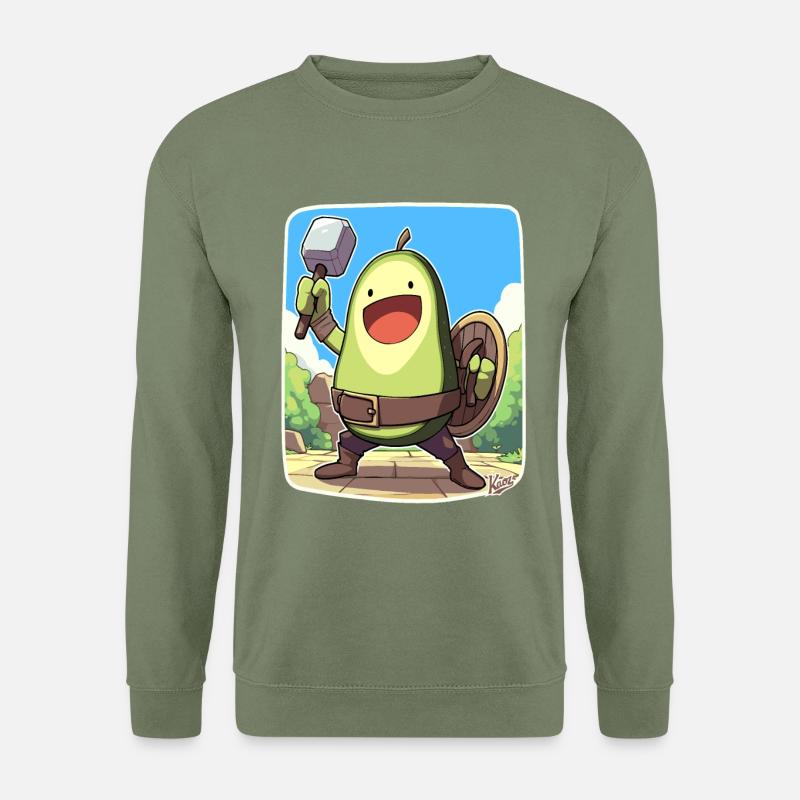 Lustige Krieger-Avocado - Unisex Pullover - Armeegrün