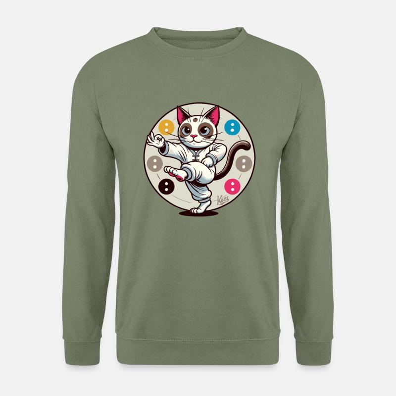 Thai-Chi-Meditation-Katze - Unisex Pullover - Armeegrün