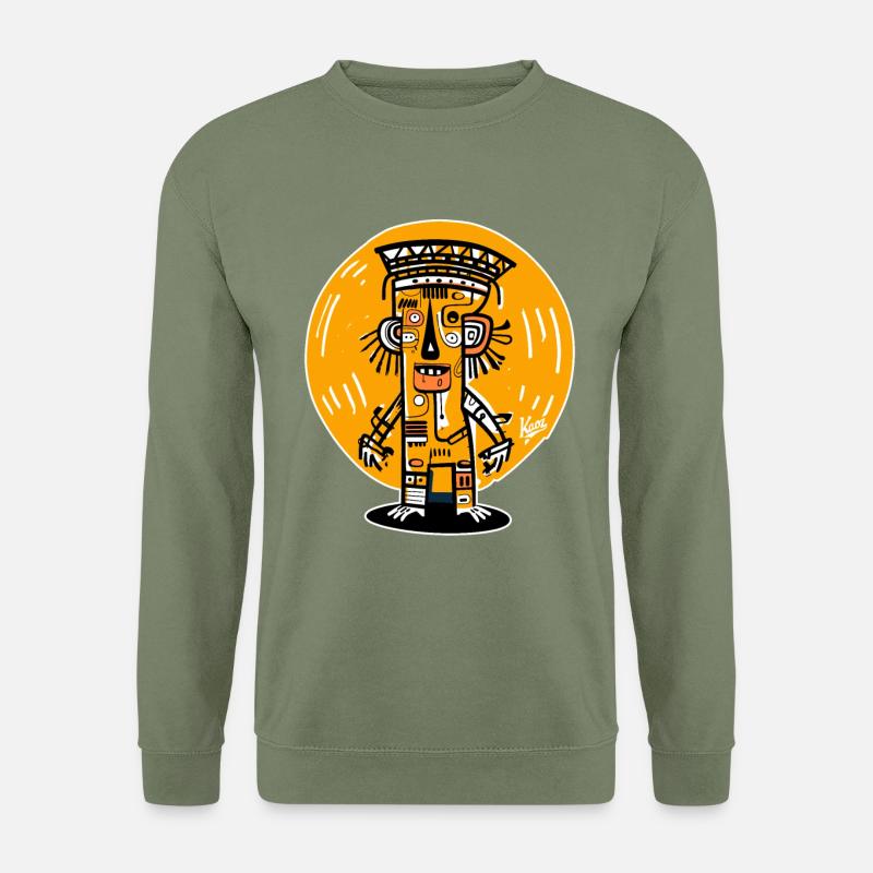 Abstraktes Cartoon Maya-Inka-Graffiti - Unisex Pullover - Armeegrün