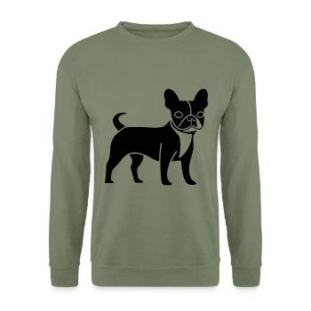 Boston Terrier Dog Pet Silhouette - Unisex Sweatshirt - army green - Front - Alina (178cm) & Michal (187cm)