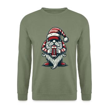 Christmas Football Gnome Dwarf Elf - Unisex Sweatshirt - army green - Front - Alina (178cm) & Michal (187cm)