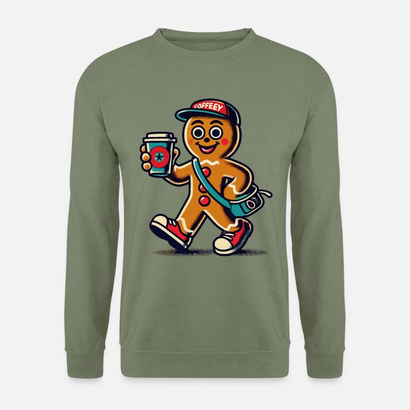 Lustiger Lebkuchen Snob Mit Kaffee - Unisex Pullover - Armeegrün