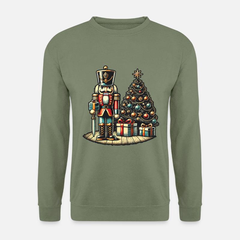 Nutcracker and Christmas Tree Art - Unisex Sweatshirt - army green