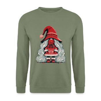 Christmas Gnome Woman Gnome Girl Elf - Unisex Sweatshirt - army green - Front - Alina (178cm) & Michal (187cm)