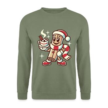 Zimt Und Heiße Schokolade Weihnachtlicher Spaß - Unisex Pullover - Armeegrün - Vorne - Alina (178cm) & Michal (187cm)