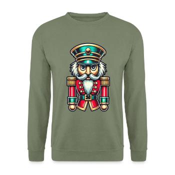 Weihnachtlicher Nussknacker Stilvoll Klassisch - Unisex Pullover - Armeegrün - Vorne - Alina (178cm) & Michal (187cm)