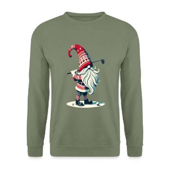 Golfer Gnome for Golf Lovers - Unisex Sweatshirt - army green - Front - Alina (178cm) & Michal (187cm)