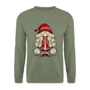 Christmas gnome in Scandinavian style - Unisex Sweatshirt - army green - Front - Alina (178cm) & Michal (187cm)