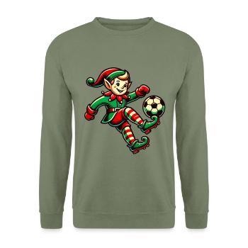 Elfe de Noël Joueur de football Noël Football - Sweat-shirt Unisexe - vert militaire - Devant - Alina (178cm) & Michal (187cm)