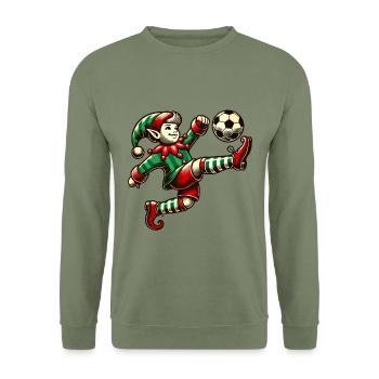 Soccer Playing Eleven With Ball - Unisex Sweatshirt - army green - Front - Alina (178cm) & Michal (187cm)