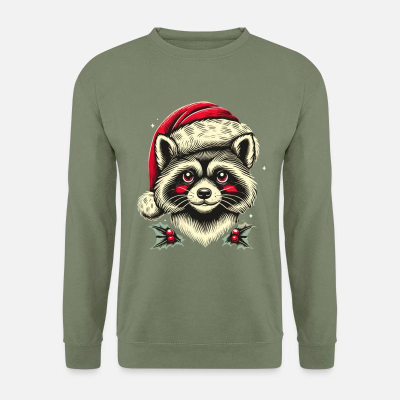 Fröhlicher Waschbär Weihnachten - Unisex Pullover - Armeegrün