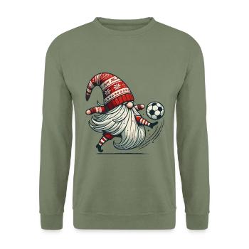 Football Gnome Noël Joueur Elfe - Sweat-shirt Unisexe - vert militaire - Devant - Alina (178cm) & Michal (187cm)