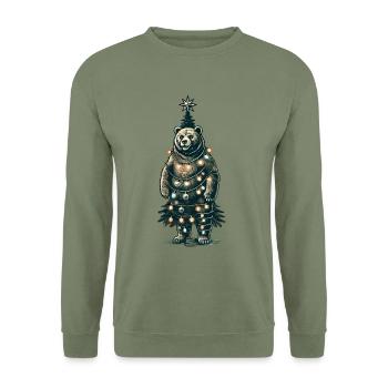 Ours de Noël décoré de lumières - Sweat-shirt Unisexe - vert militaire - Devant - Alina (178cm) & Michal (187cm)