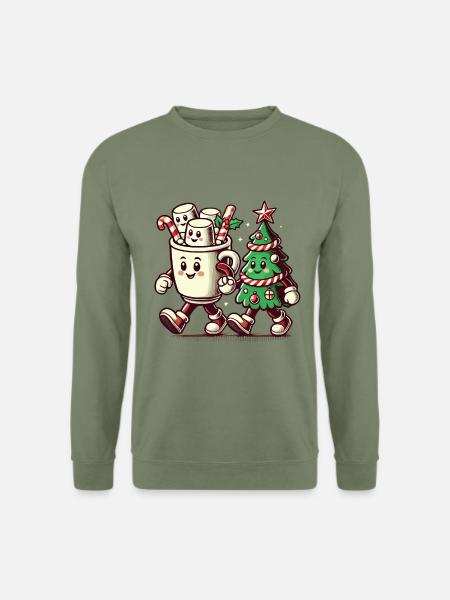 Fröhliche Weihnachten Retro Stil Vintage - Unisex Pullover - Armeegrün