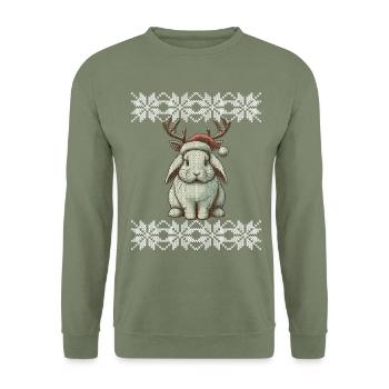 Cute Reindeer Bunny Christmas - Unisex Sweatshirt - army green - Front - Alina (178cm) & Michal (187cm)
