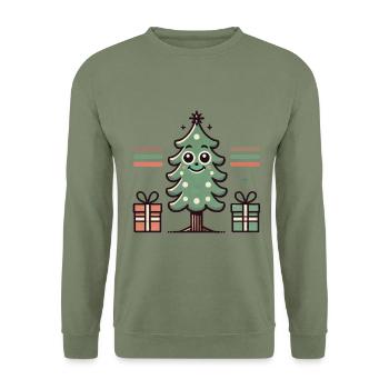 Joyeux sapin de Noël avec des cadeaux - Sweat-shirt Unisexe - vert militaire - Devant - Alina (178cm) & Michal (187cm)