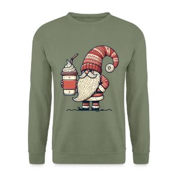 Cloches de Noël Café Lomin - Sweat-shirt Unisexe - vert militaire - Devant - Alina (178cm) & Michal (187cm)