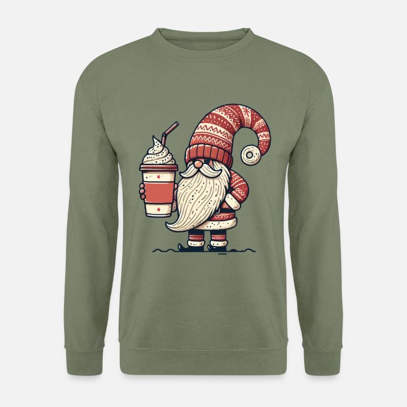 Weihnachtsglocken Kaffeeliebhaber Gnom - Unisex Pullover - Armeegrün