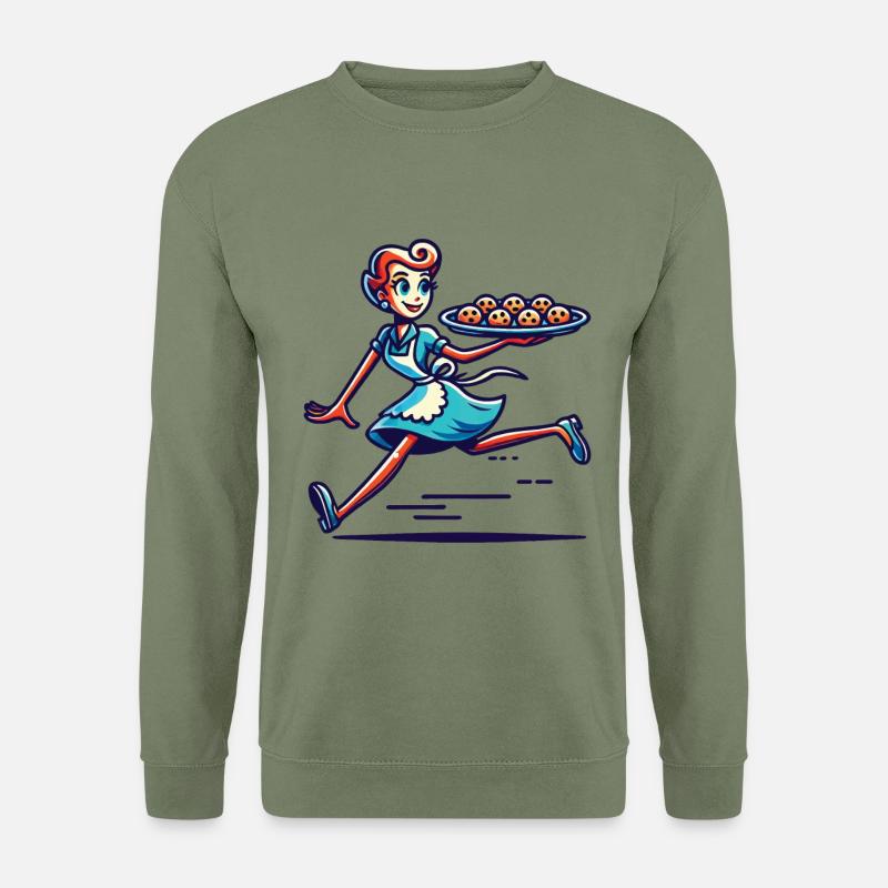 Cheerful baker serving fresh cookies - Unisex Sweatshirt - army green