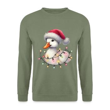 Chapeau de fées de Noël canard drôle - Sweat-shirt Unisexe - vert militaire - Devant - Alina (178cm) & Michal (187cm)