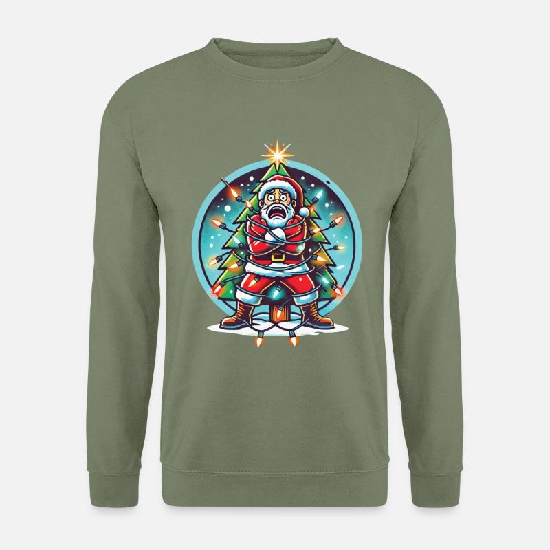 Christmas Electrocution Fun With Santa - Unisex Sweatshirt - army green