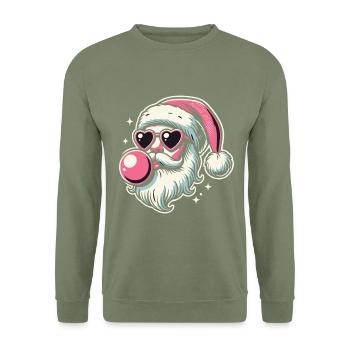 Sigma Santa avec des lunettes cœur et du chewing-gum - Sweat-shirt Unisexe - vert militaire - Devant - Alina (178cm) & Michal (187cm)