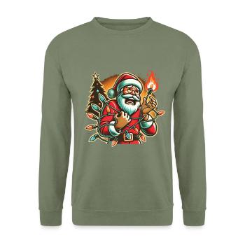 Père Noël avec humour de choc électrique - Sweat-shirt Unisexe - vert militaire - Devant - Alina (178cm) & Michal (187cm)