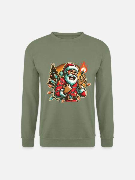 Weihnachtsmann Mit Stromschlag Humor - Unisex Pullover - Armeegrün