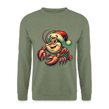 Weihnachtshummer Mit Mütze - Unisex Pullover - Armeegrün - Vorne - Alina (178cm) & Michal (187cm)